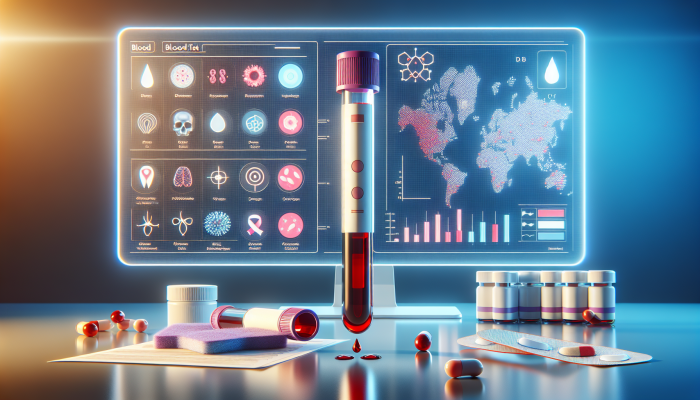 Illustration comparing blood tests and skin tests for allergy diagnosis, showing advantages of blood tests.