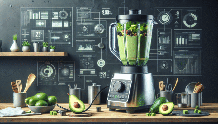 Advanced blender with 1000-watt motor, effortlessly blending green smoothies and creamy avocado dips to silky perfection.