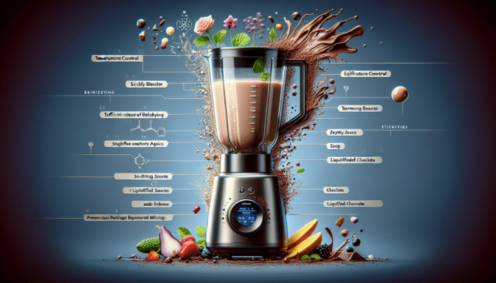 High-end blender with advanced temperature control, seamlessly blending and heating for soups, sauces, and chocolate.