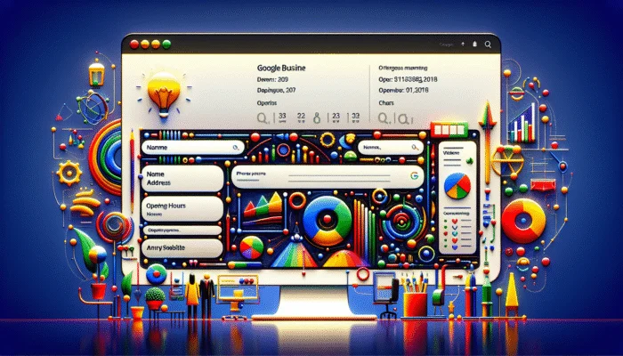 Maximising Visibility with a Complete Google Business Profile: A well-structured Google Business Profile displayed on a screen featuring vibrant icons and a professional layout.