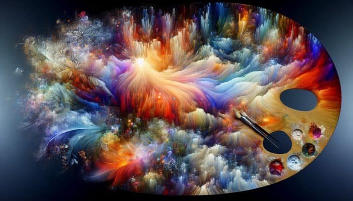 Artist's palette with vibrant glazes, scumbled textures, and feathery colour transitions.