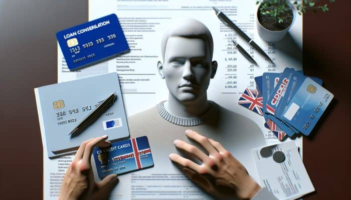 Understanding Debt Consolidation: UK Guide | DCL Understanding Debt Consolidation: A person consolidating multiple debts, feeling relieved, in a modern UK setting.