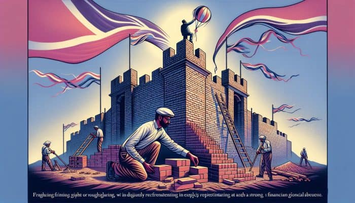 A person in the UK building a strong financial foundation, symbolised by a rising graph and solid base.