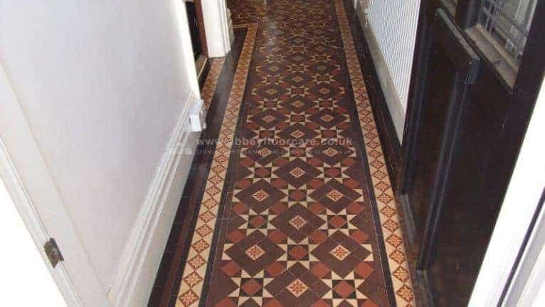 Finished Victorian tile hallway in Littleover Derby with clean surface and breathable low sheen protection